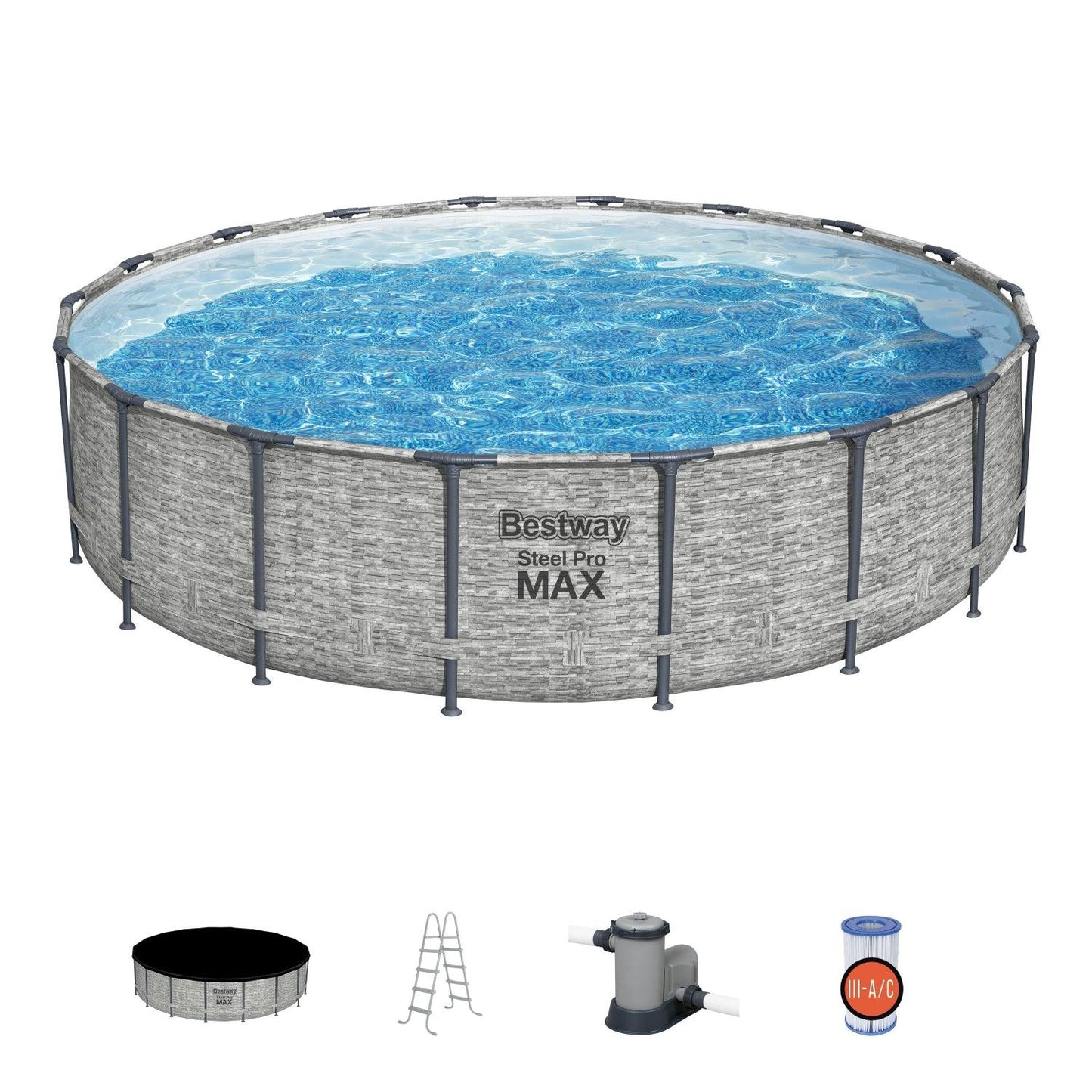 Piscina Bestway Redonda SteelPro Max Gris Piedra 5.49MX1.22M