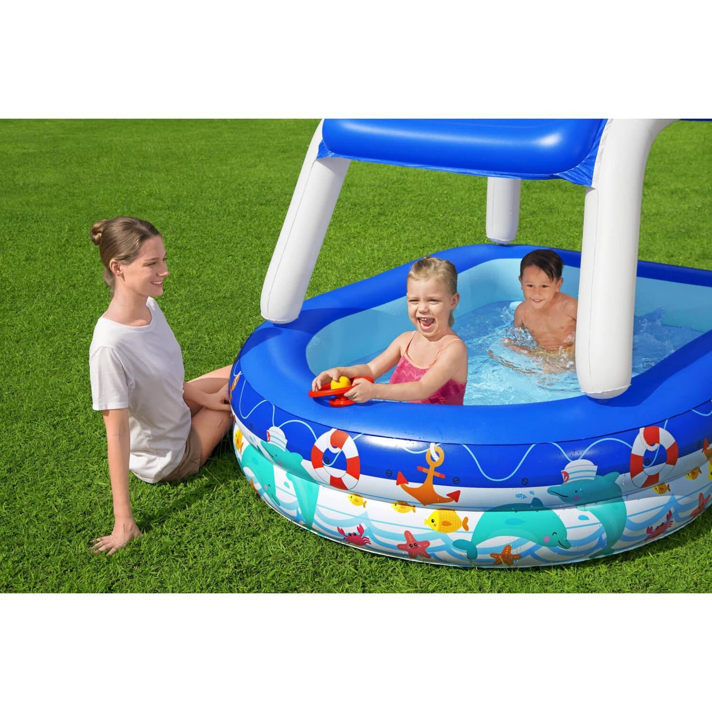 Piscina Inflable Bestway Con Toldo Desmontable 213x155x132cm